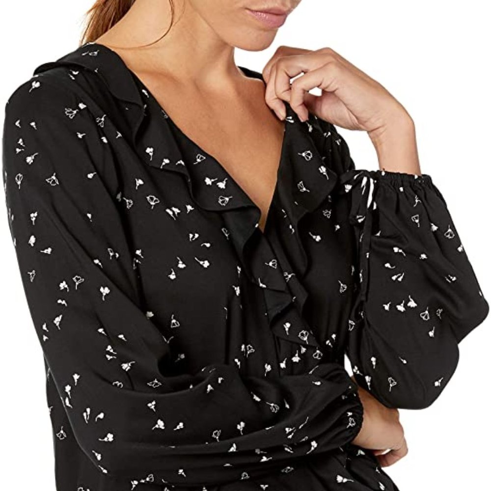 PAIGE Abelie Long Sleeve Floral Ruffle Top Small